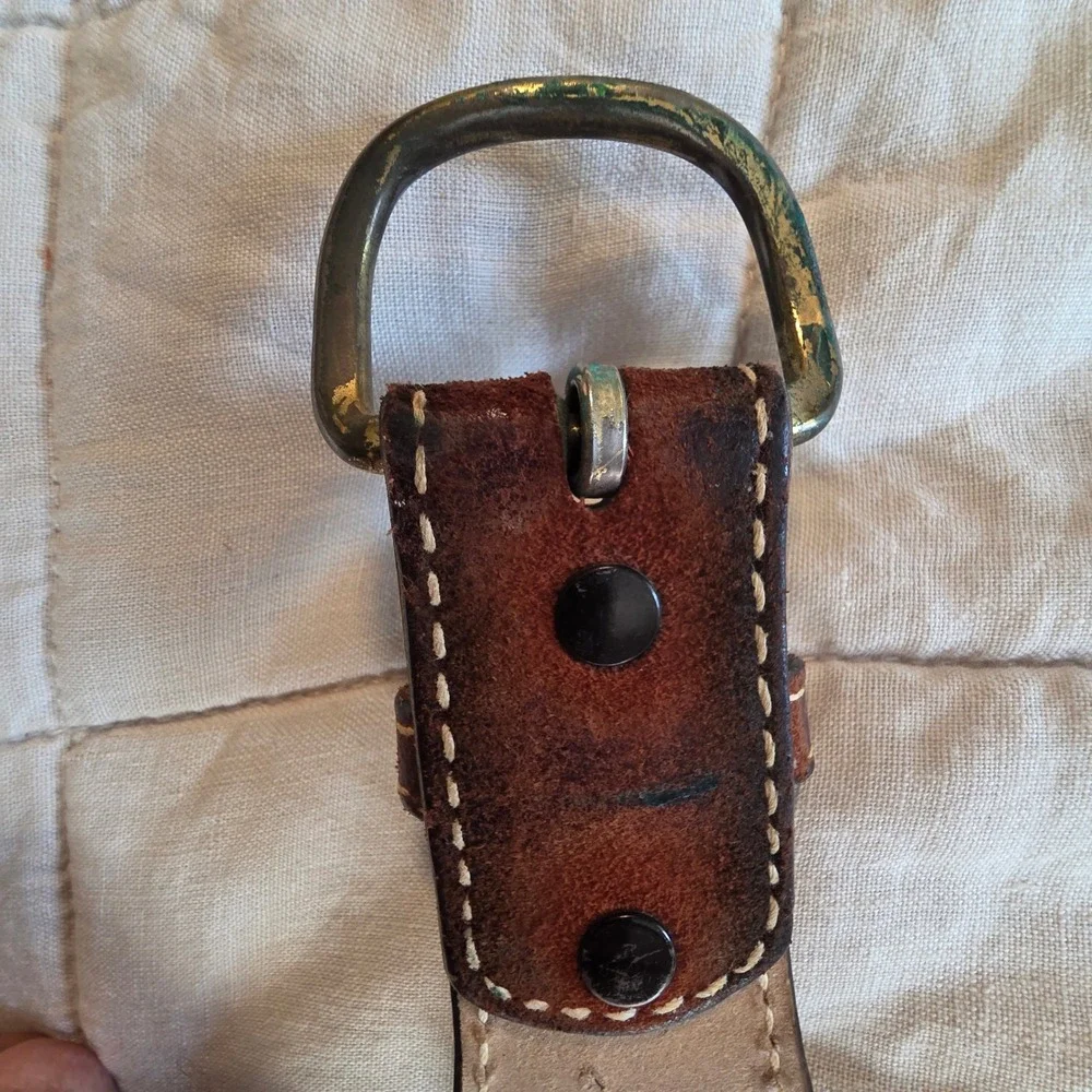Torel Leather Belt Mens 38 Brown Good Western Diamond Stitch Made in USA 451